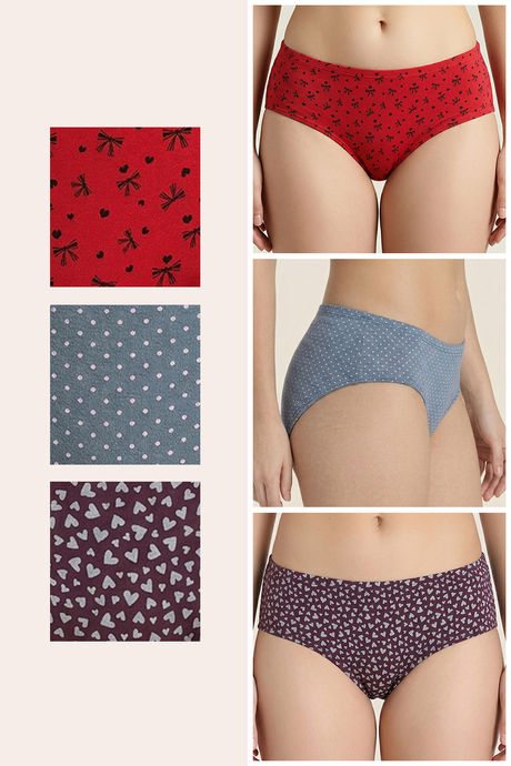 Zivame Regular Rise Full Coverage Hipster Panty (Pack of 3) - Multicolor — image 2